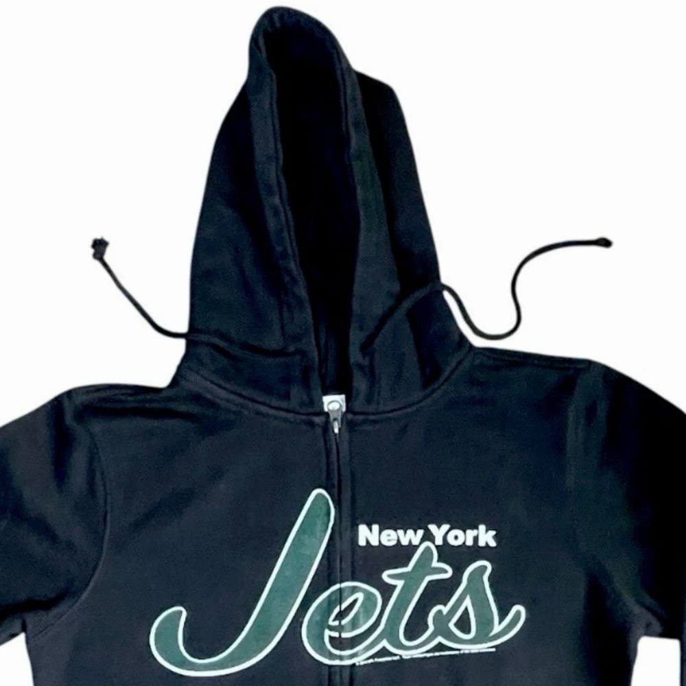 New York Jets Football Team Full Zip Hoodie Sweatshirt Womens Medium Black NFL - Picture 4 of 14